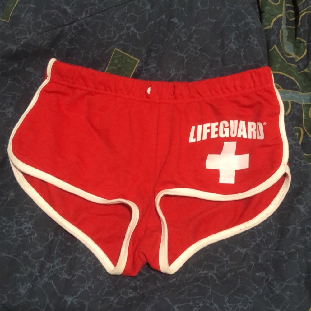 Shorts, Life Guard, Size: M, Color: red and white